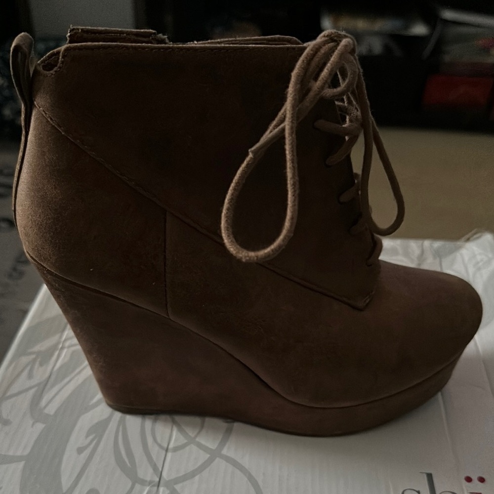 Shi by JOURNEYS Brown Wedge Ankle Boots